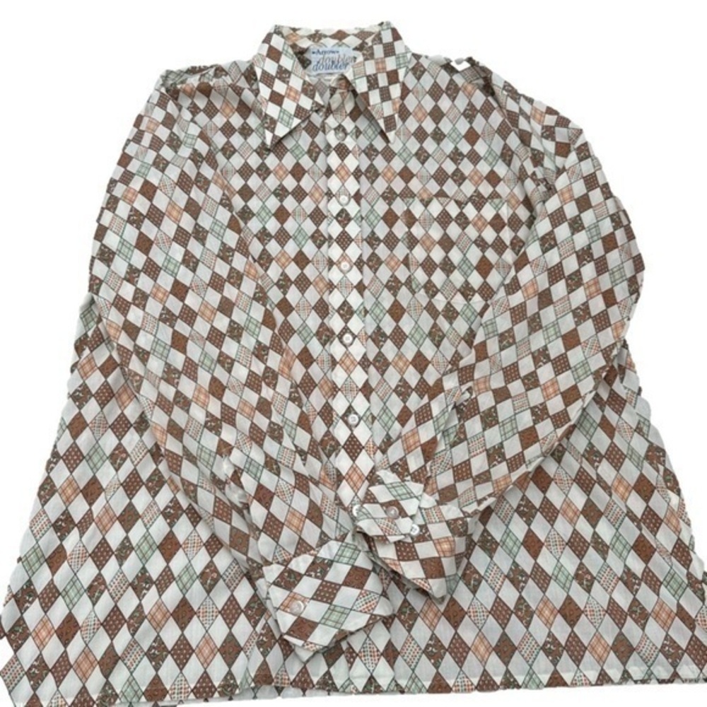 ARROW Doubler vintage 70s harlequin dagger collar men’s button up size 17-35